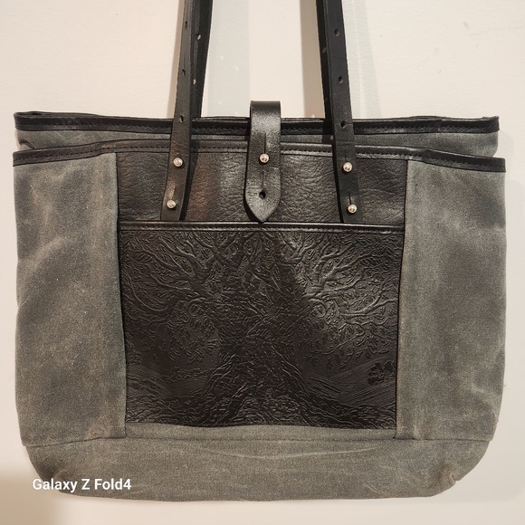 Oberon Design Cloud Dragon Waxed Canvas & Leather Tote  - Picture 1 of 8